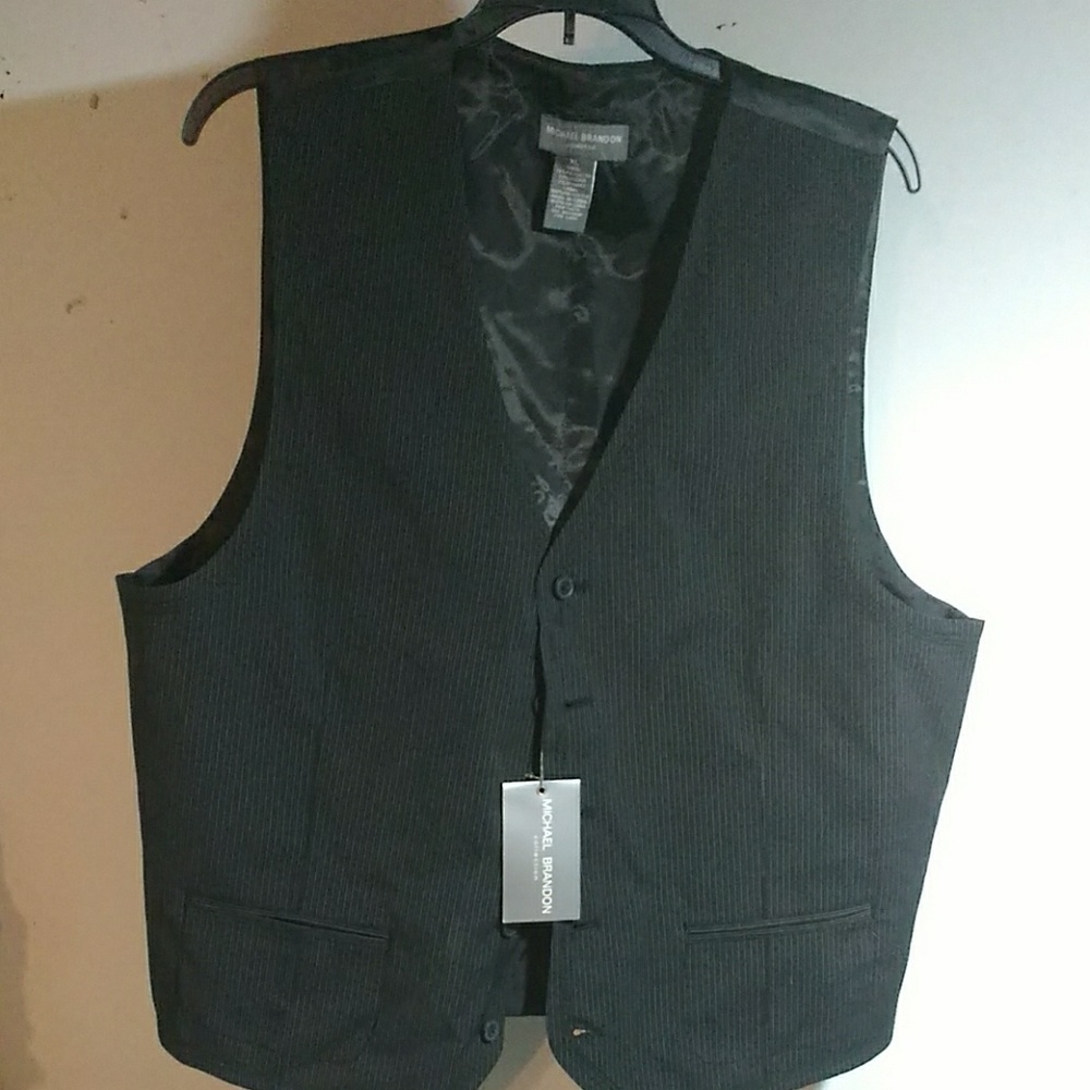 Michael Brandon Vest Black pinstripe Nwt